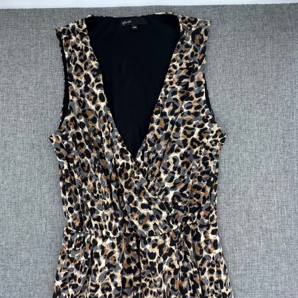 Gibson Dress Animal/ Leopard Print Stretch Soft Comfy Elastic Waist XXS V-Neck - Picture 5 of 16